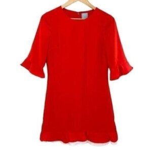 CeCe Red Ruffle Shift Dress